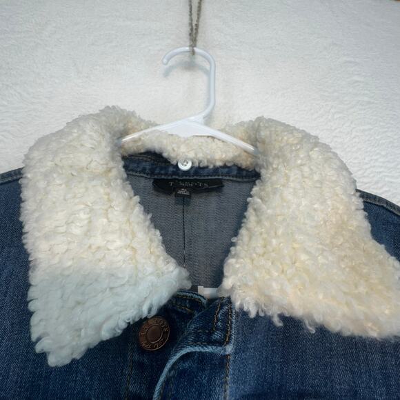 NWT Talbots Denim Jean Jacket Faux Shearling Collar Gilmore Girls Size SP Rory - Picture 3 of 9